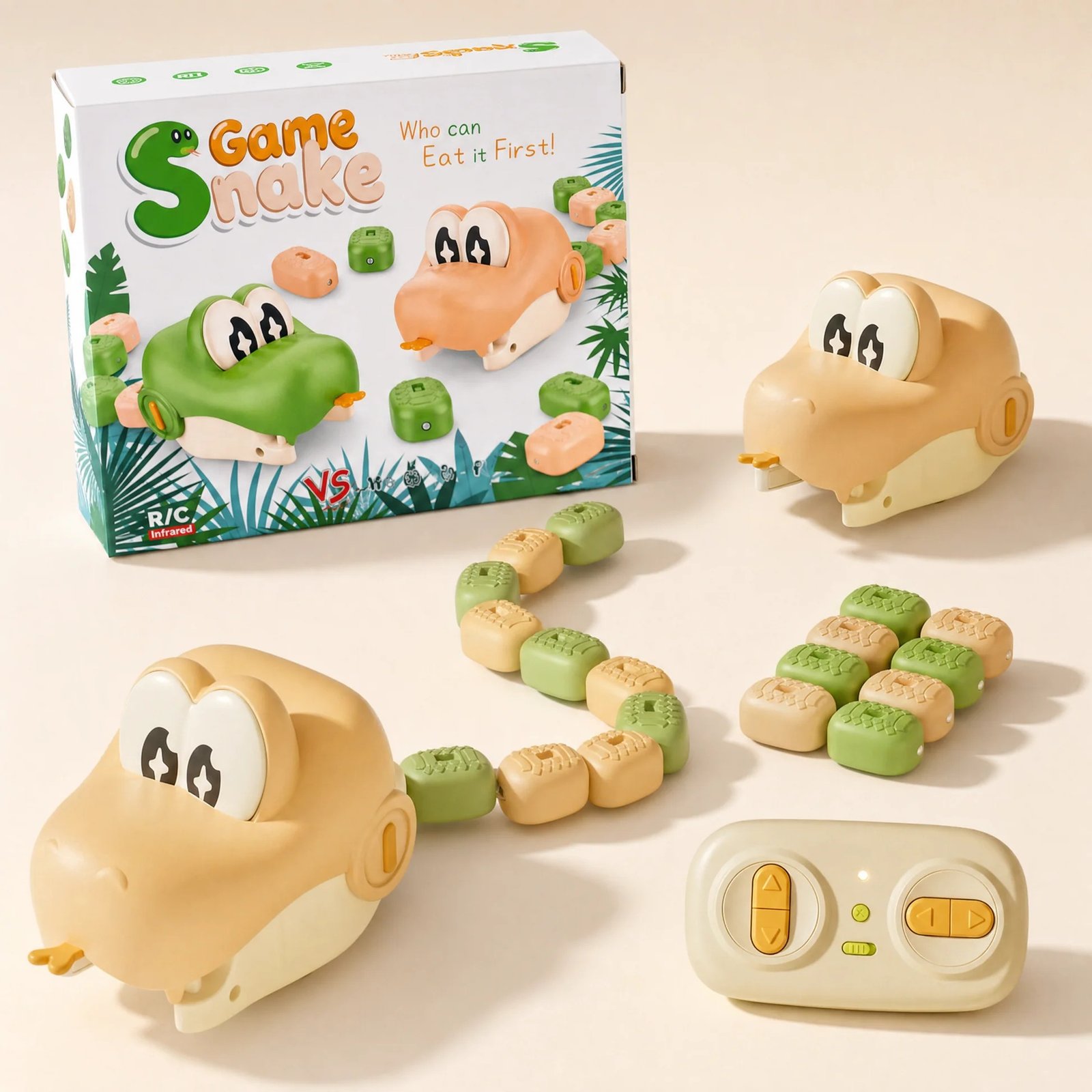 Remote control snake toy magnetic game set with colorful packaging box and modular blocks